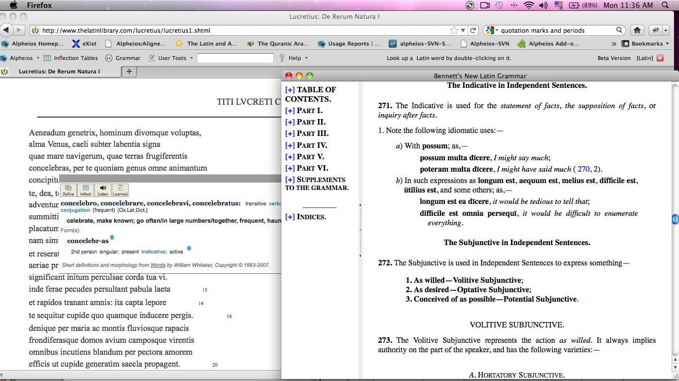 Alpheios Reading Environment Latin